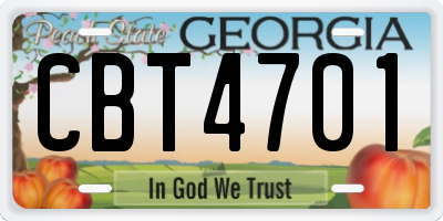 GA license plate CBT4701