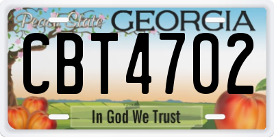 GA license plate CBT4702