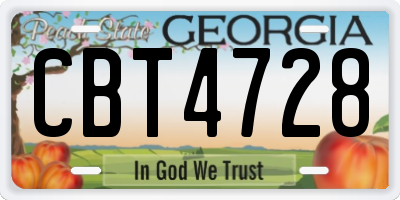 GA license plate CBT4728