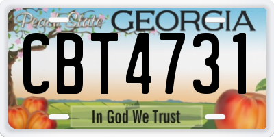 GA license plate CBT4731