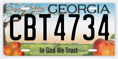 GA license plate CBT4734