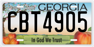 GA license plate CBT4905