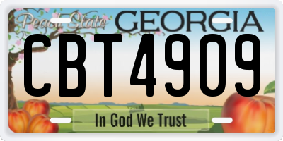 GA license plate CBT4909