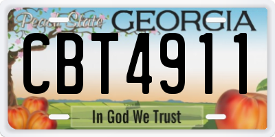 GA license plate CBT4911