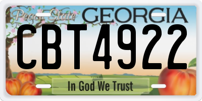 GA license plate CBT4922