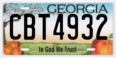 GA license plate CBT4932