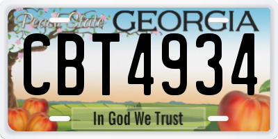 GA license plate CBT4934