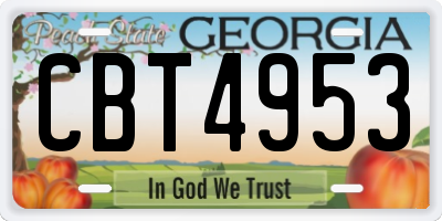 GA license plate CBT4953
