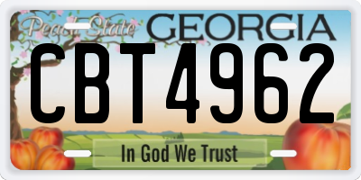 GA license plate CBT4962