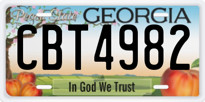 GA license plate CBT4982
