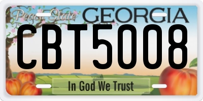 GA license plate CBT5008