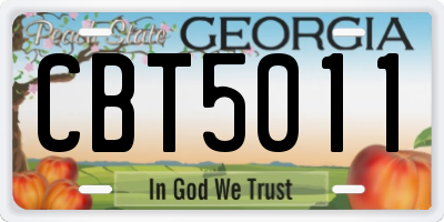 GA license plate CBT5011