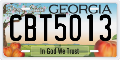 GA license plate CBT5013