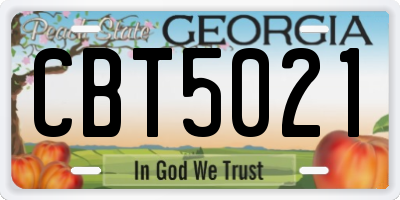GA license plate CBT5021