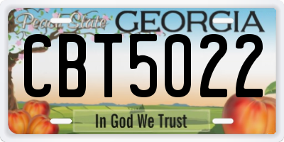 GA license plate CBT5022