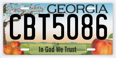 GA license plate CBT5086