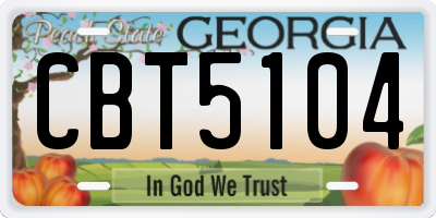 GA license plate CBT5104