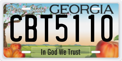 GA license plate CBT5110