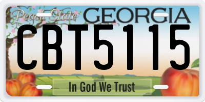 GA license plate CBT5115