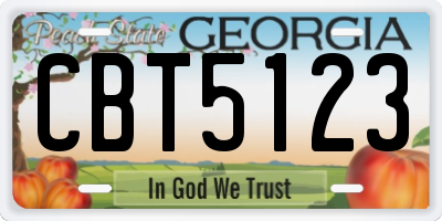 GA license plate CBT5123