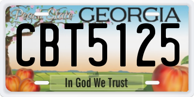 GA license plate CBT5125
