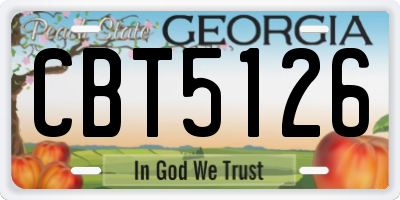GA license plate CBT5126