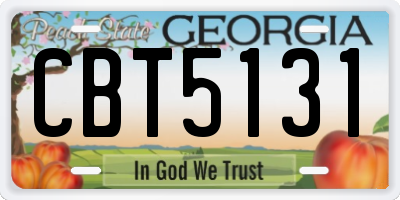 GA license plate CBT5131