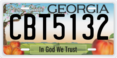 GA license plate CBT5132