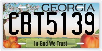 GA license plate CBT5139