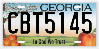 GA license plate CBT5145