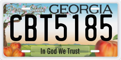 GA license plate CBT5185