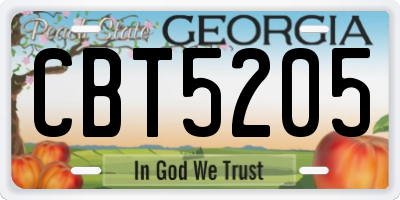 GA license plate CBT5205