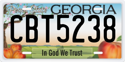 GA license plate CBT5238