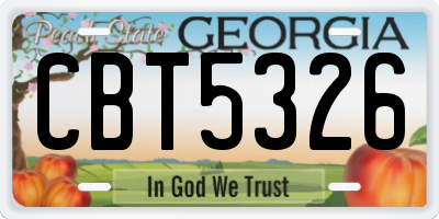 GA license plate CBT5326