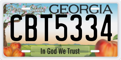 GA license plate CBT5334