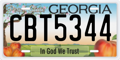 GA license plate CBT5344