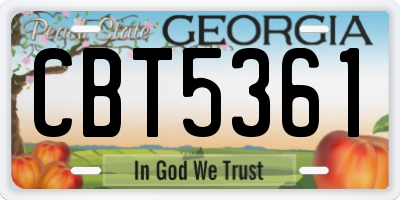 GA license plate CBT5361