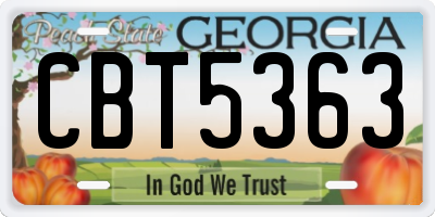 GA license plate CBT5363