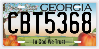 GA license plate CBT5368