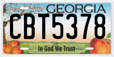 GA license plate CBT5378