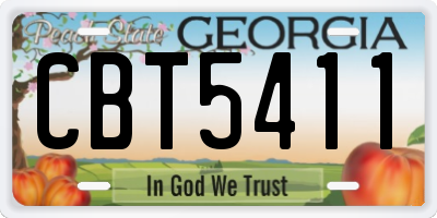 GA license plate CBT5411