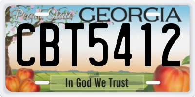 GA license plate CBT5412