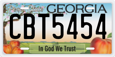 GA license plate CBT5454