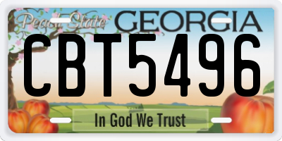 GA license plate CBT5496