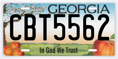 GA license plate CBT5562
