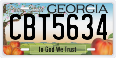 GA license plate CBT5634