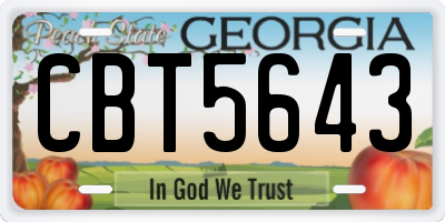 GA license plate CBT5643