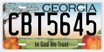 GA license plate CBT5645