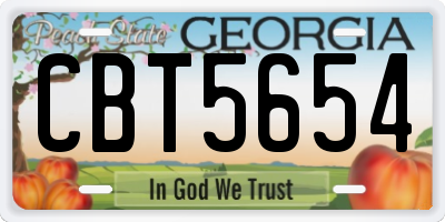 GA license plate CBT5654