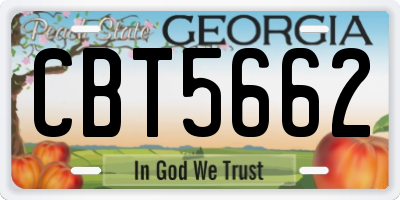 GA license plate CBT5662